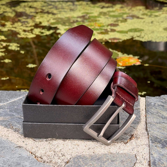 Artisan Handmade Brown Leather Belt - 100% Real Canadian Cow Leather