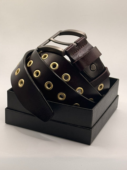 The Universal Belt - One Size Fits All - Brown Leather & Gold Hardware