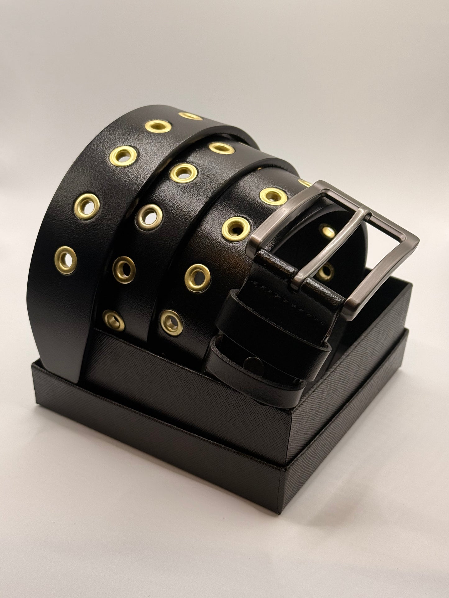 The Universal Belt - One Size Fits All - Black Leather & Gold Hardware
