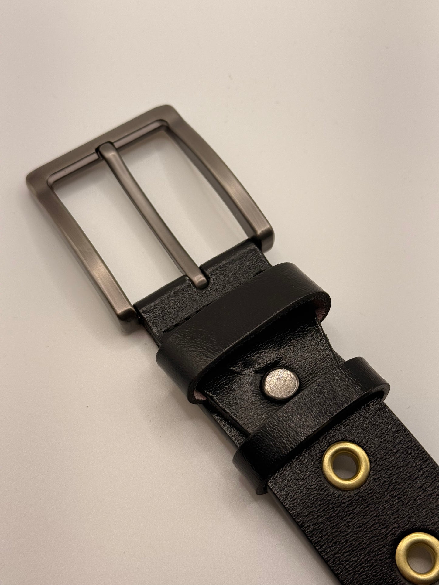 The Universal Belt - One Size Fits All - Black Leather & Gold Hardware