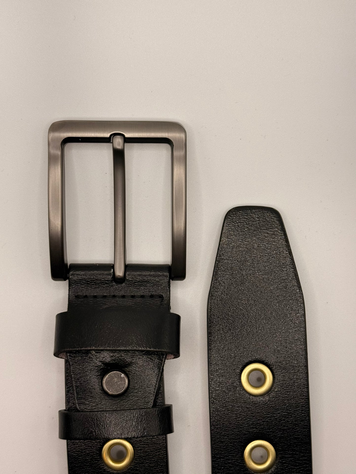 The Universal Belt - One Size Fits All - Black Leather & Gold Hardware