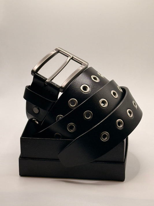 The Universal Belt - One Size Fits All - Black Leather & Silver Hardware